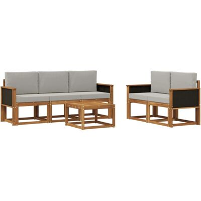 vidaXL Outdoor-Sofagarnitur mit Kissen 6 Stk Natur und Hellgrau 3384982 vidaXL Outdoor-Sofagarnitur mit Kissen 6 Stk Natur und Hellgrau 3384982