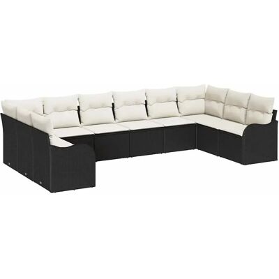 vidaXL Garten-Sofa-Set mit Kissen 10-Tlg Schwarz Poly Rattan 3345877 vidaXL Garten-Sofa-Set mit Kissen 10-Tlg Schwarz Poly Rattan 3345877
