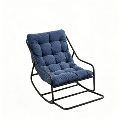PXloue Relax Schaukelstuhl Blau mit Beinablage Dickem Kissen und Stabilem Stahlrahmen PXloue Relax Schaukelstuhl Blau mit Beinablage Dickem Kissen und Stabilem Stahlrahmen