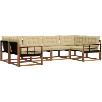 vidaXL Outdoor-Sofagarnitur mit Kissen 6-Tlg Natur und Beige 3369800 vidaXL Outdoor-Sofagarnitur mit Kissen 6-Tlg Natur und Beige 3369800