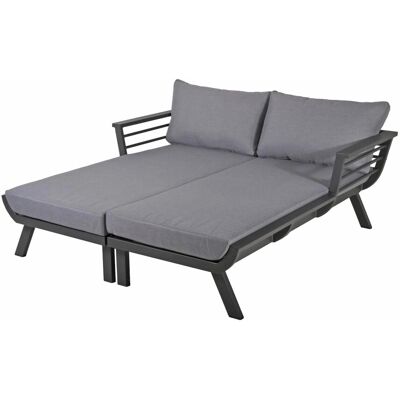 DELUKE Doppel-Sonnenliege MARA Grau Aluminium Doppelliege Gartenliege Relaxliege Wetterfest DELUKE Doppel-Sonnenliege MARA Grau Aluminium Doppelliege Gartenliege Relaxliege Wetterfest