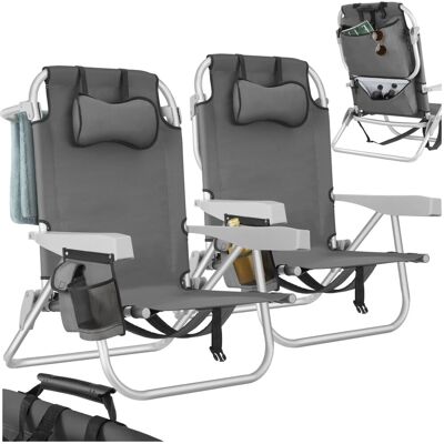 Tectake Aluminium Strandstuhl Coral Klappbar Mit Rucksackfunktion Wetterfest und Uv Beständig 2Er Set 101 x 63 x 78 cm Grau Tectake Aluminium Strandstuhl Coral Klappbar Mit Rucksackfunktion Wetterfest und Uv Beständig 2Er Set 101 x 63 x 78 cm Grau