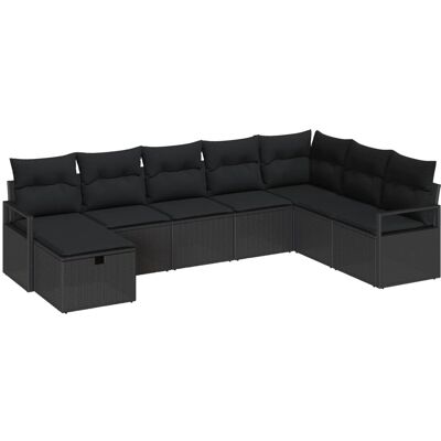 vidaXL Garten-Sofa-Set 8-Tlg Schwarz Poly Rattan 3360564 vidaXL Garten-Sofa-Set 8-Tlg Schwarz Poly Rattan 3360564