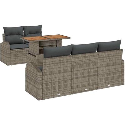 vidaXL Garten-Sofa-Set mit Speicher 6-Tlg Grau Poly Rattan 3358260 vidaXL Garten-Sofa-Set mit Speicher 6-Tlg Grau Poly Rattan 3358260