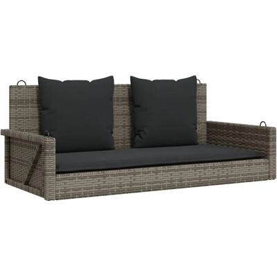 furnicato Hängebank mit Kissen Grau 119x56x48 cm Poly Rattan furnicato Hängebank mit Kissen Grau 119x56x48 cm Poly Rattan