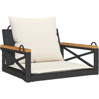 furnicato Hängesessel mit Kissen Schwarz 63x62x40 cm Poly Rattan furnicato Hängesessel mit Kissen Schwarz 63x62x40 cm Poly Rattan