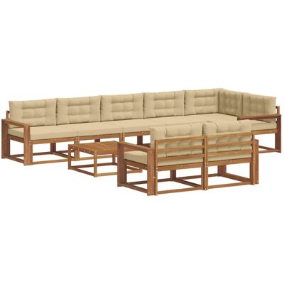 vidaXL Outdoor-Sofagarnitur mit Kissen 9-Tlg Natur und Beige 3367796 vidaXL Outdoor-Sofagarnitur mit Kissen 9-Tlg Natur und Beige 3367796