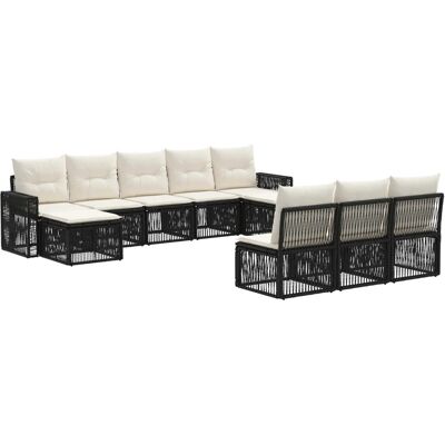 vidaXL Gartensofa-Set 10-Tlg Schwarz und Cremeweiß Poly-Rattan 3435244 vidaXL Gartensofa-Set 10-Tlg Schwarz und Cremeweiß Poly-Rattan 3435244