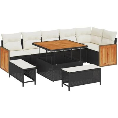 vidaXL Gartensofa-Set mit Kissen 11 Stk Schwarz und Creme Poly-Rattan 3365265 vidaXL Gartensofa-Set mit Kissen 11 Stk Schwarz und Creme Poly-Rattan 3365265