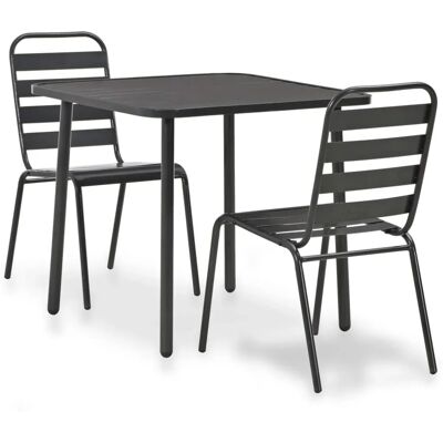 vidaXL 3-Tlg Bistro-Set Stahl Dunkelgrau 44261 vidaXL 3-Tlg Bistro-Set Stahl Dunkelgrau 44261