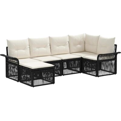 vidaXL Gartensofa-Set 6-Tlg Schwarz Poly-Rattan 3434896 vidaXL Gartensofa-Set 6-Tlg Schwarz Poly-Rattan 3434896