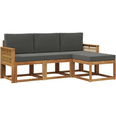 vidaXL Outdoor-Sofagarnitur 4 Stk Natur und Anthrazit Polyester 3385118 vidaXL Outdoor-Sofagarnitur 4 Stk Natur und Anthrazit Polyester 3385118