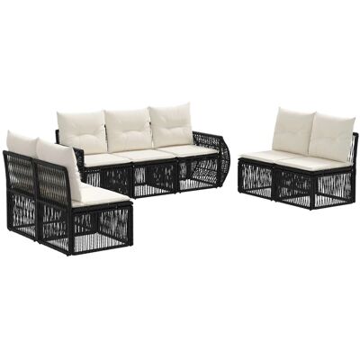 vidaXL Gartensofa-Set 7-Tlg Schwarz und Cremeweiß Poly-Rattan 3435385 vidaXL Gartensofa-Set 7-Tlg Schwarz und Cremeweiß Poly-Rattan 3435385