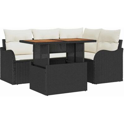 vidaXL 5-Teiliges Garten Sofa Set mit Kissen Schwarzes Poly Rattan 3358189 vidaXL 5-Teiliges Garten Sofa Set mit Kissen Schwarzes Poly Rattan 3358189