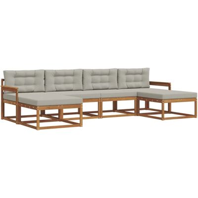 vidaXL Outdoor-Sofagarnitur mit Kissen 6-Tlg Natur und Hellgrau 3367954 vidaXL Outdoor-Sofagarnitur mit Kissen 6-Tlg Natur und Hellgrau 3367954
