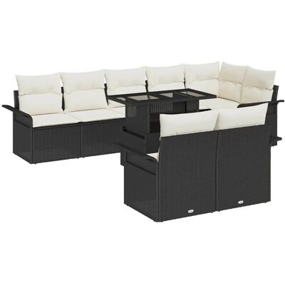 vidaXL Garten-Sofa-Set mit Kissen 9-Tlg Schwarz Poly Rattan 3357040 vidaXL Garten-Sofa-Set mit Kissen 9-Tlg Schwarz Poly Rattan 3357040