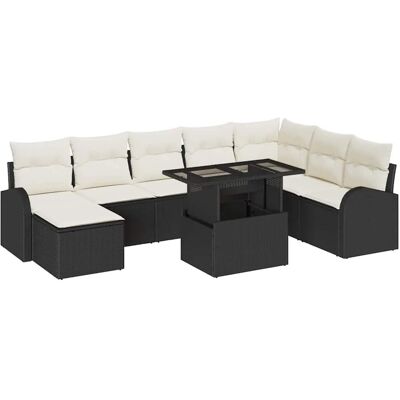vidaXL Garten-Sofa-Set mit Speicher 9-Tlg Schwarz Poly Rattan 3357430 vidaXL Garten-Sofa-Set mit Speicher 9-Tlg Schwarz Poly Rattan 3357430