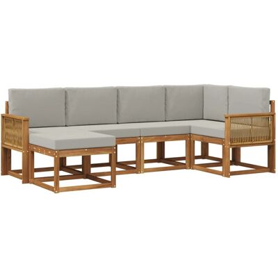 vidaXL Outdoor-Sofagarnitur 6 Stk Natur und Hellgrau Polyester 3385357 vidaXL Outdoor-Sofagarnitur 6 Stk Natur und Hellgrau Polyester 3385357