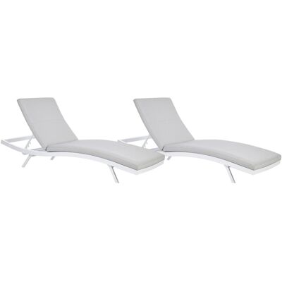 Beliani Gartenliege Grau Weiss 199x66x91 Beliani Gartenliege Grau Weiss 199x66x91