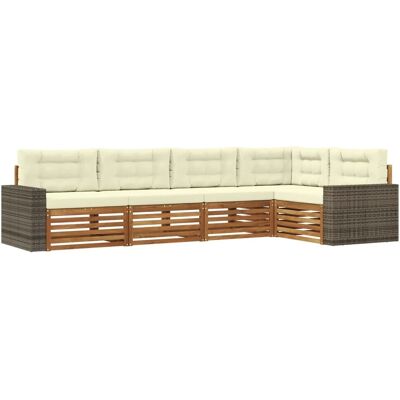 vidaXL Outdoor-Sofagarnitur 5 Stk Natur und Creme 331 x 172,5 x 73 cm 3383368 vidaXL Outdoor-Sofagarnitur 5 Stk Natur und Creme 331 x 172,5 x 73 cm 3383368