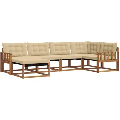 vidaXL Outdoor-Sofagarnitur 18-Tlg Natur und Beige Massivholz Akazie 3369624 vidaXL Outdoor-Sofagarnitur 18-Tlg Natur und Beige Massivholz Akazie 3369624
