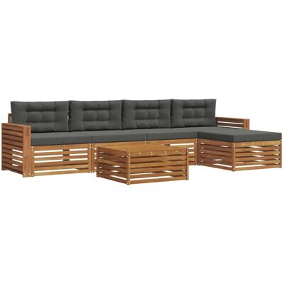 vidaXL Outdoor-Sofagarnitur mit Kissen 6-Tlg Natur und Anthrazit 3373347 vidaXL Outdoor-Sofagarnitur mit Kissen 6-Tlg Natur und Anthrazit 3373347
