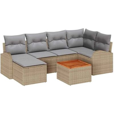 vidaXL Garten-Sofa-Set 7-Tlg Beige Poly Rattan 3347602 vidaXL Garten-Sofa-Set 7-Tlg Beige Poly Rattan 3347602