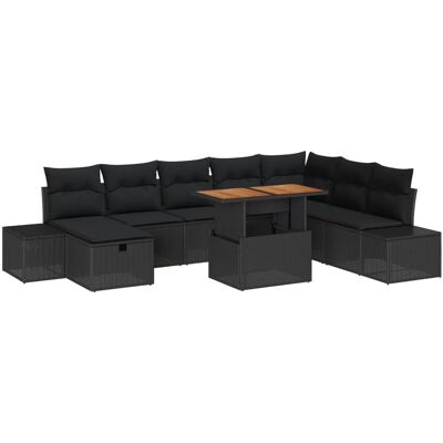 vidaXL Garten-Sofa-Set mit Speicher 9-Tlg Schwarz Poly Rattan 3361401 vidaXL Garten-Sofa-Set mit Speicher 9-Tlg Schwarz Poly Rattan 3361401