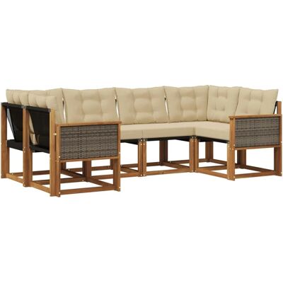vidaXL Outdoor-Sofagarnitur mit Kissen 6 Stk Natur und Beige 3382173 vidaXL Outdoor-Sofagarnitur mit Kissen 6 Stk Natur und Beige 3382173