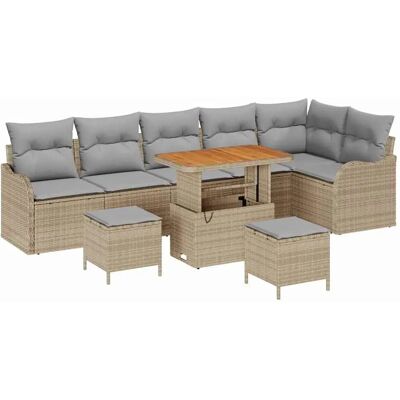 vidaXL Garten-Sofa-Set Höhenverstellbar 9-Tlg Beige Poly Rattan 3362287 vidaXL Garten-Sofa-Set Höhenverstellbar 9-Tlg Beige Poly Rattan 3362287