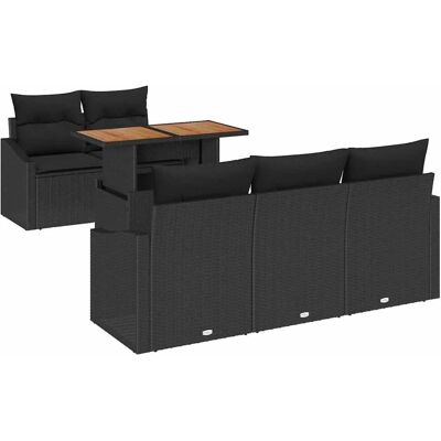 vidaXL Garten-Sofa-Set mit Speicher 6-Tlg Schwarz Poly Rattan 3358515 vidaXL Garten-Sofa-Set mit Speicher 6-Tlg Schwarz Poly Rattan 3358515