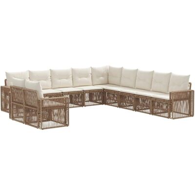 vidaXL Gartensofa-Set 11-Tlg Beige und Cremeweiß Poly-Rattan 3435177 vidaXL Gartensofa-Set 11-Tlg Beige und Cremeweiß Poly-Rattan 3435177