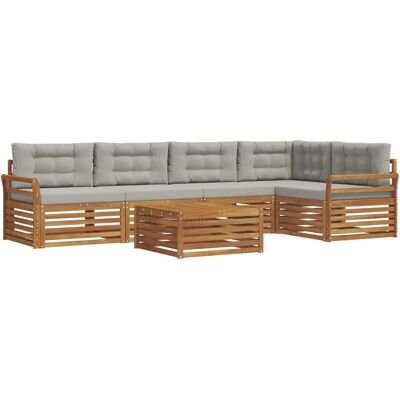 vidaXL Outdoor-Sofagarnitur mit Kissen 6-Tlg Natur und Hellgrau 3373501 vidaXL Outdoor-Sofagarnitur mit Kissen 6-Tlg Natur und Hellgrau 3373501