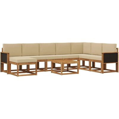 vidaXL Outdoor-Sofagarnitur 9 Stk Natur und Beige Massivholz Akazie 3385464 vidaXL Outdoor-Sofagarnitur 9 Stk Natur und Beige Massivholz Akazie 3385464