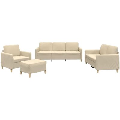vidaXL 4-tlg. Sofagarnitur Mit Kissen - Creme - Sofa Set vidaXL 4-tlg. Sofagarnitur Mit Kissen - Creme - Sofa Set