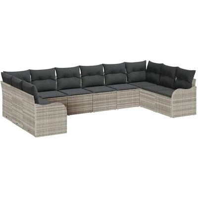 vidaXL Garten-Sofa-Set mit Kissen 10-Tlg Hellgrau Poly Rattan 3345882 vidaXL Garten-Sofa-Set mit Kissen 10-Tlg Hellgrau Poly Rattan 3345882