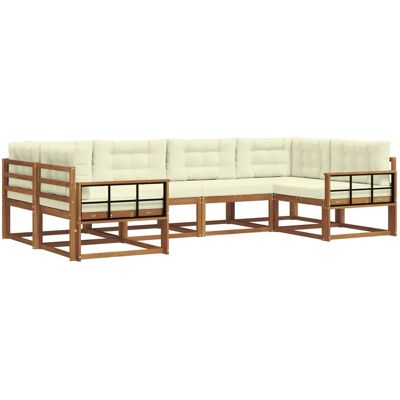 vidaXL Outdoor-Sofagarnitur mit Kissen 6-Tlg Natur und Creme 3368078 vidaXL Outdoor-Sofagarnitur mit Kissen 6-Tlg Natur und Creme 3368078