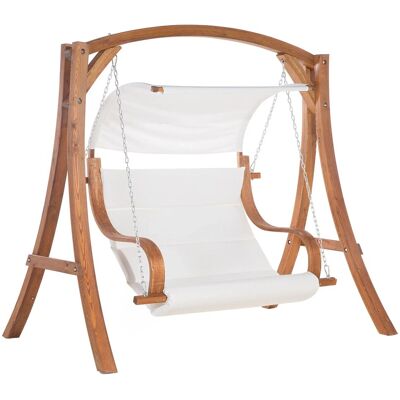 Beliani Gartenschaukel APRILIA Dunkler Holzfarbton Beige 120x202x200 Beliani Gartenschaukel APRILIA Dunkler Holzfarbton Beige 120x202x200