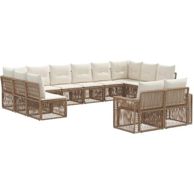 vidaXL Gartensofa-Set 12-Tlg Beige und Cremeweiß Poly-Rattan 3435270 vidaXL Gartensofa-Set 12-Tlg Beige und Cremeweiß Poly-Rattan 3435270