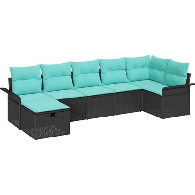 vidaXL Gartensofa-set mit Kissen mit Speicher 7 Stk Poly Rattan 3360237 vidaXL Gartensofa-set mit Kissen mit Speicher 7 Stk Poly Rattan 3360237