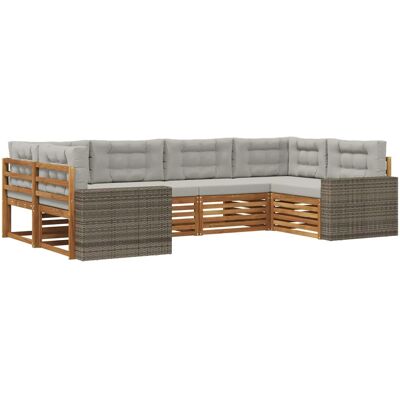 vidaXL Outdoor-Sofagarnitur mit Kissen 6 Stk Natur und Hellgrau 3383789 vidaXL Outdoor-Sofagarnitur mit Kissen 6 Stk Natur und Hellgrau 3383789