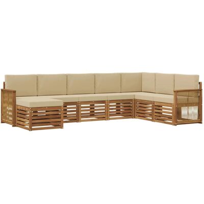 vidaXL Outdoor-Sofagarnitur mit Kissen 6 Stk Natur 3384719 vidaXL Outdoor-Sofagarnitur mit Kissen 6 Stk Natur 3384719