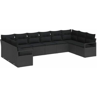 Marken unbekannt Garten-Sofaset - 3-teiliges schwarzes moduläres Outdoor-Möbel Marken unbekannt Garten-Sofaset - 3-teiliges schwarzes moduläres Outdoor-Möbel