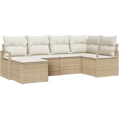 vidaXL Garten-Sofa-Set 6-Tlg Beige Poly Rattan 3346451 vidaXL Garten-Sofa-Set 6-Tlg Beige Poly Rattan 3346451