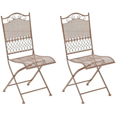DELUKE 2er Set Gartenstühle DALLAS Metall Antik Braun 41x50x91cm Klappbar Balkonstuhl Terrasse Garten DELUKE 2er Set Gartenstühle DALLAS Metall Antik Braun 41x50x91cm Klappbar Balkonstuhl Terrasse Garten