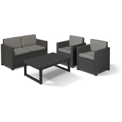 Allibert Victoria - Monaco Loungeset 4-teilig mit 2-sitzer, Sessel und Tisch Allibert Victoria - Monaco Loungeset 4-teilig mit 2-sitzer, Sessel und Tisch