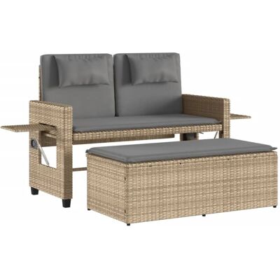furnicato Gartenbank Verstellbar mit Kissen Beige Poly Rattan furnicato Gartenbank Verstellbar mit Kissen Beige Poly Rattan