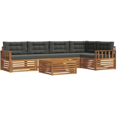 vidaXL Outdoor-Sofagarnitur mit Kissen 6-Tlg Natur und Anthrazit 3373492 vidaXL Outdoor-Sofagarnitur mit Kissen 6-Tlg Natur und Anthrazit 3373492
