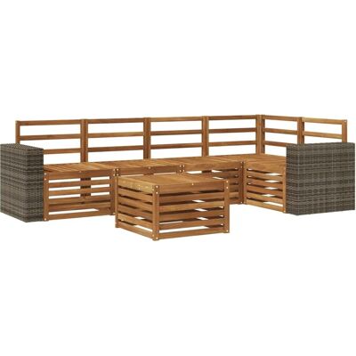 vidaXL Ecksofa Set 6 Stk Natur Massivholz Akazie 3384395 vidaXL Ecksofa Set 6 Stk Natur Massivholz Akazie 3384395