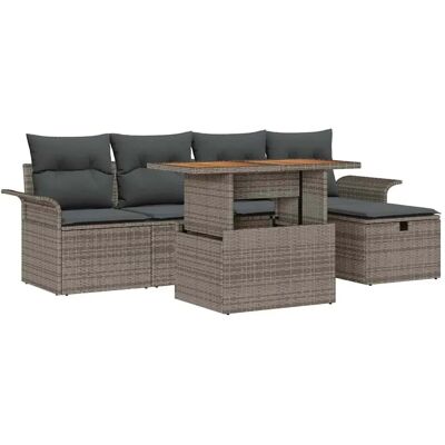 vidaXL Garten-Sofa-Set Höhenverstellbar 6-Tlg Grau Poly Rattan 3361237 vidaXL Garten-Sofa-Set Höhenverstellbar 6-Tlg Grau Poly Rattan 3361237